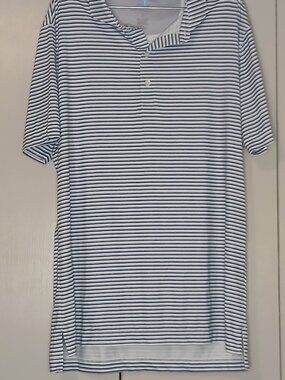 Johnnie-O Feather Weight UPF-50 Small Blue White Striped Golf Polo (1028C3)